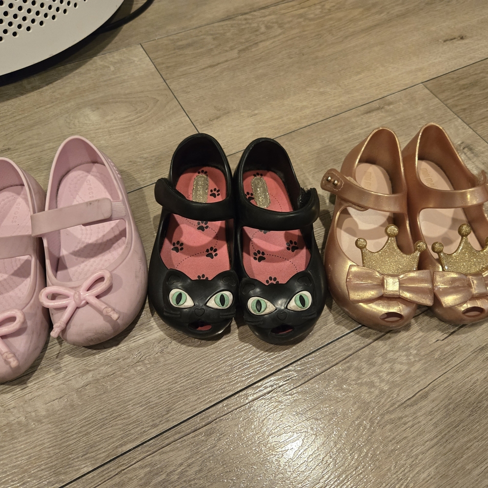 Mini Melissa Pink, Black, and Gold Kids Dress Shoes